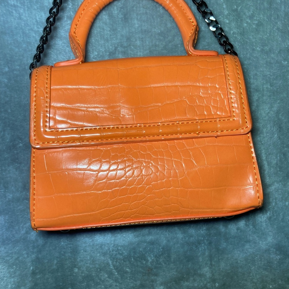 Zara Orange Croc-Embossed Mini Bag - Picture 4 of 11
